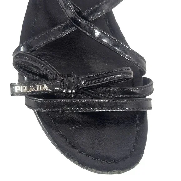 Prada Sport Women Black Wedge Sandal 36 Strappy Gorpcore Minimalist Quiet Luxury - Picture 9 of 16